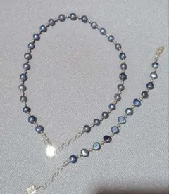 青色パール ネックレス 調整可能
