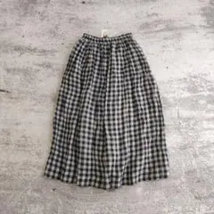 未使用 洗える イチアンティークス リネン チェック柄 フレアロングスカート メルカリ