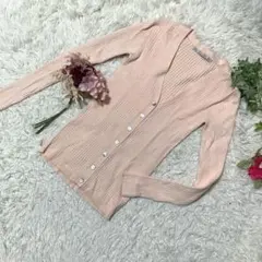 ☆ 美品(Lara Knit) カーディガン 淡いピンク ストレッチあり M
