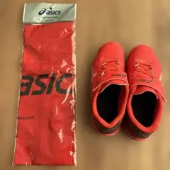 asics サッカースパイクシューズ レッド 19.5cm 収納袋付き