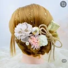 髪飾り　成人式　お正月 薄紫　ゴールド　結婚式　発表会　卒業 入学 金箔 増量