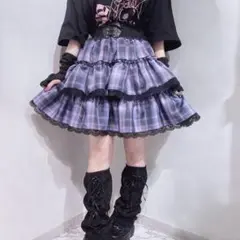 VOLCAN& APHRODITE ふんわりティアードレーススカート 紫