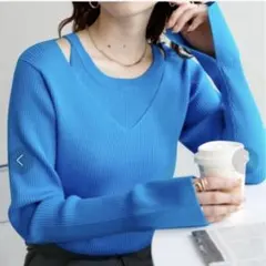 discoat マルチファンクションリブレイヤードプルオーバー　ブルー