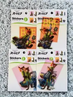 【新品未開封】ズートピア ダイカットステッカー　ニック　ジュディ 2種4点セット