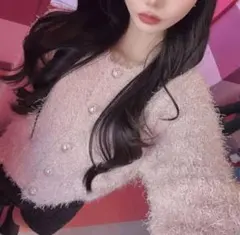 グレイル フェザーヤーン パールボタン ニットカーディガン[mh75]ピンク