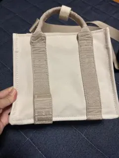 ZARA ベージュ キャンバス ショルダーバッグ