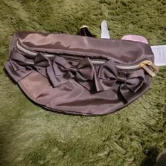 リボン付きブラウンボディバック新品