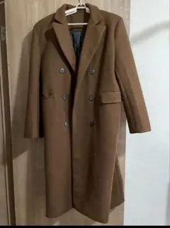 ブラウン ダブルブレスト チェスターコート