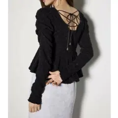 rienda カットレースペプラムトップス ブラック black F
