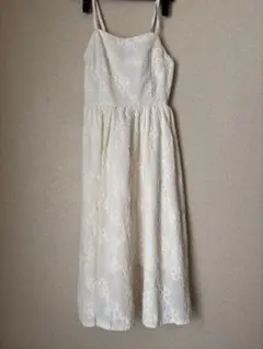 アイボリー 花柄刺繍 キャミワンピース