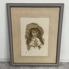 青いコスチュームの人形　リトグラフ　小磯良平 小磯良平「人形の横顔」リトグラフ :: 絵画買取・販売 - シバヤマ