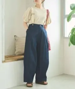【新品未使用】Crispサスペンダーボリュームデニムパンツ/navyのサムネイル