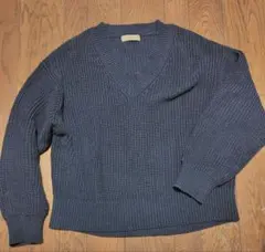 cepo ダークブルー Vネックニットセーター