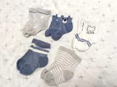 【新品】【5足セット】9~11cm ベビー靴下　クマ・ストライプデザイン