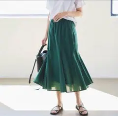 【新品】ユニクロ　マーメイド　ロングスカート フレアー グリーン　Sサイズ