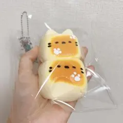 新品 焼きたてネコ2連パン 小福 爆浆 水感 スクイーズ 捏捏