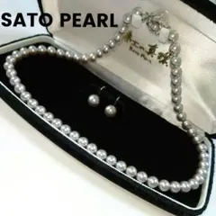 SATO PEARL サトウパール　ライトグレー ネックレス 　イヤリングセット