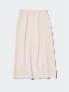 ユニクロ　ストレッチダブルフェイススリットスカート（丈標準76～80cm）白L