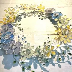 ワイヤークラフト　ワイヤーアート　可憐なお花のホワイトリースのサムネイル