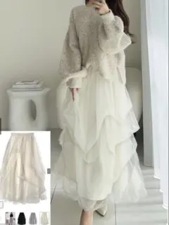 【新品・試着のみ】GRL ボリュームチュールフレアロングスカート dk1550