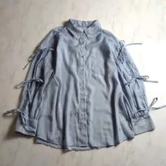 INGNI 透け感 シアーシャツ 水色 M ゆったり 春夏