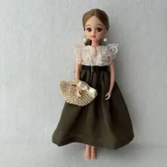 No.491 リカちゃん服　ハンドメイド　ワンピース　バッグ　ピアス