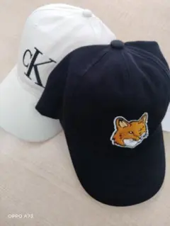 メゾンキツネ刺繍ベースボールキャップ＆CKホワイトロゴキャップセット