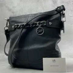 【美品】COACH コーチ ブラックレザー ショルダーバッグのサムネイル