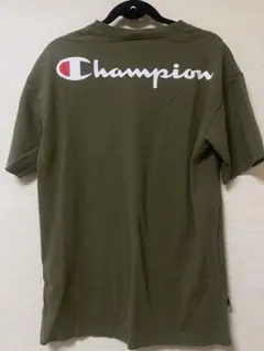 半袖Tシャツ　champion オリーブ　グリーン　ワンポイントロゴ　古着