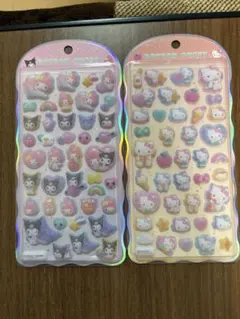 キティ＆マイメロ　コットンパフィーシール♡