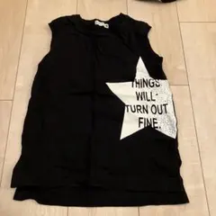 bransh 黒 星形プリント ノースリーブ