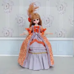 ロココドレス　ハロウィン　マリー・アントワネット風　ハンドメイド　オレンジ　紫