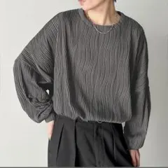 classical elf オーバーサイズウェーブ柄ジャガード 長袖Ｔシャツ　L