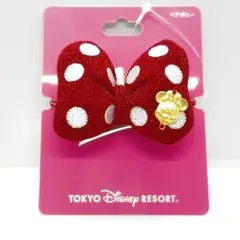 ミニーちゃんリボン　ヘアゴム (小)クリップ付き　ディズニーリゾート限定