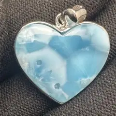 ラリマーS925ペンダントトップハート天然石パワーストーンジュエリー水色