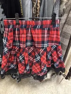 赤 チェック柄 ミニスカート y2k パンク 平成 女児 レース