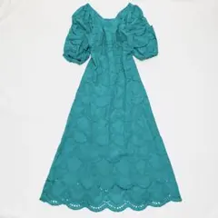 2023年 ✨近年 ヌキテパ コットン ボイル ドット ヘム ラ ワンピース 緑