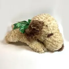 スヌーピー　ぬいぐるみ　モカカラー　緑リボン