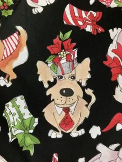 saleロラライハリスUSAコットン生地50cmXmasDOG(黒)No696