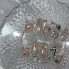 【現品在庫整理中】ネイルチップ❤︎ ちゅるん 韓国 ワンホン フレンチガーリー