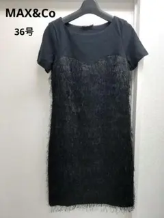MAX&Co. ブラックミニワンピース 半袖 フリンジ 36号のサムネイル