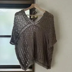 半袖ニット (ポンチョ風)