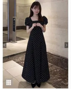 GRL ドット柄バルーンスリーブフレアワンピース[ru1163]