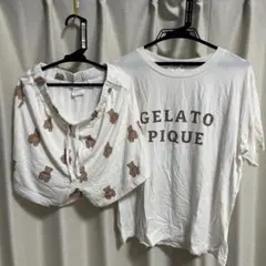 GELATO PIQUE テディベア柄 ルームウェアセット