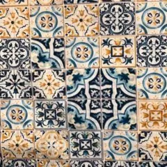 ⭐️ブルータイル柄　シーチング生地