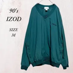 412 訳あり IZOD 長袖 ナイロン製 Vネック プルオーバー 緑 M