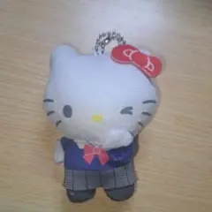 ハローキティ 制服風 ぬいぐるみ キーホルダー付き