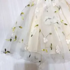 新品 韓国子供服 フラワーモチーフ チュールスカート チュチュ 刺繍 お花