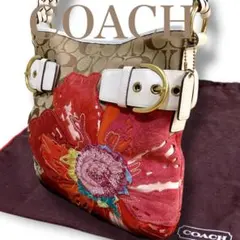 コーチ ポピーフローラル 花柄パッチワーク シグネチャー ワンショルダーバッグ
