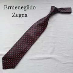 エルメネジルドゼニア ネクタイ 絹 ドット ワインレッド イタリア製【n5659
